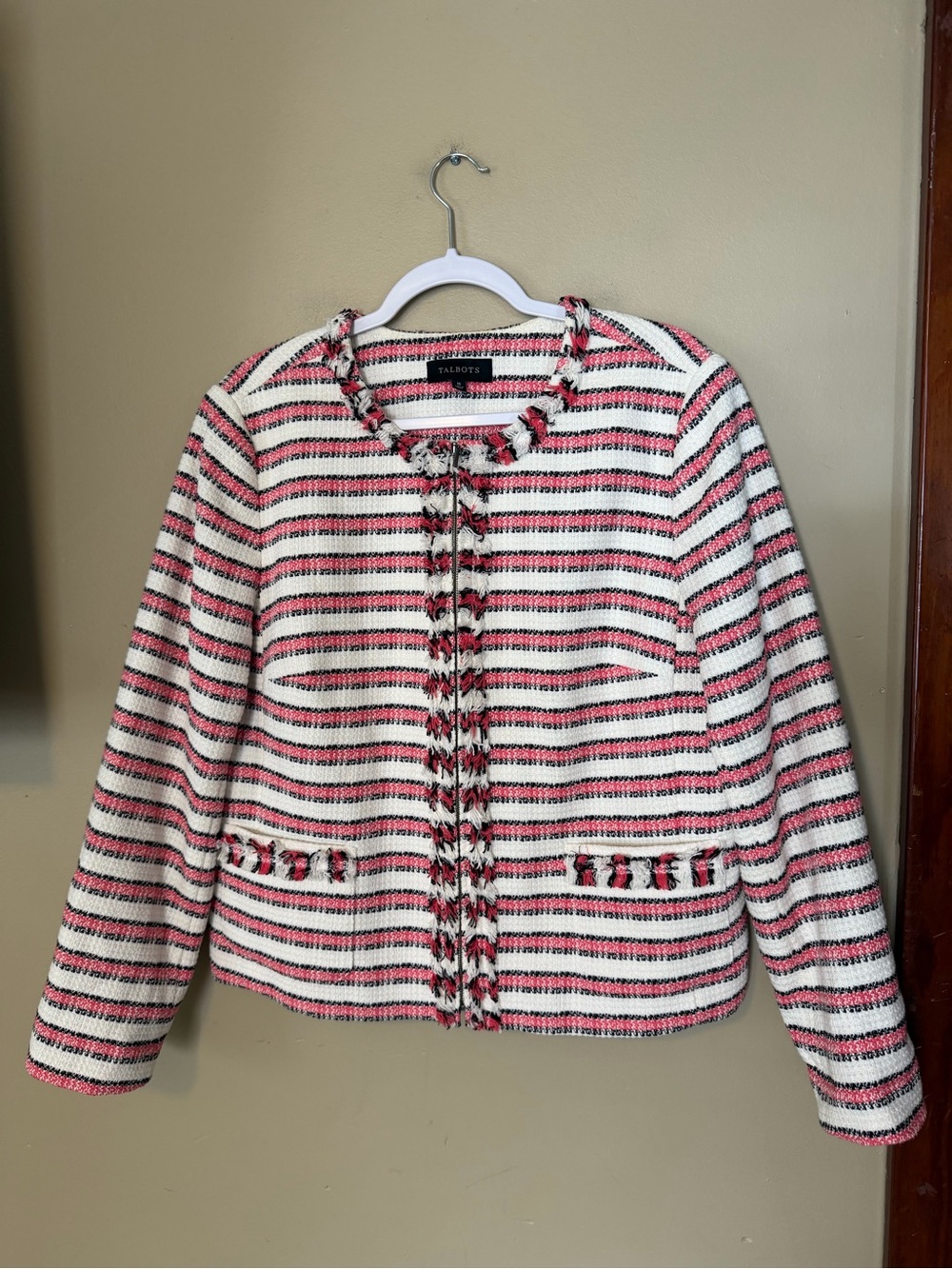 Talbots Striped Tweed Lightweight Jacket - Picture 2 of 9